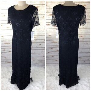 Nina Piccalino Black Soft Lace Dress Short Sleeves